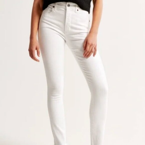 Abercrombie Simone High Rise Ankle Jeans White Denim 26 2S Chewed Raw Hem Slim - Picture 1 of 9
